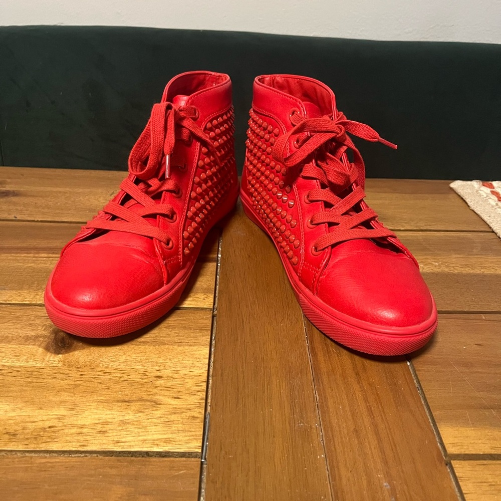 Steve Madden Bold Red Studded High-Top Sneakers US women’s size 7